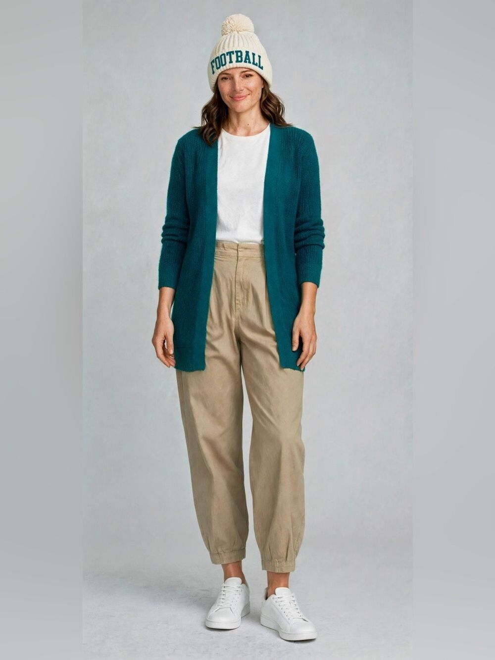EILEEN FISHER Open Linen/Tencel Cardigan in beautiful teal/peacock - Size M - Picture 5 of 11